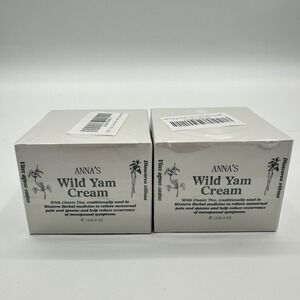 Lot 2 ANNA's Wild Yam Cream Organic for Hormone Balance Promoting 4oz 09/2027